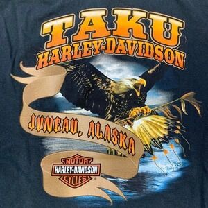 Harley Davidson Taku Juneau Alaska Eagle Dreamcatcher Graphic T-Shirt Black XL